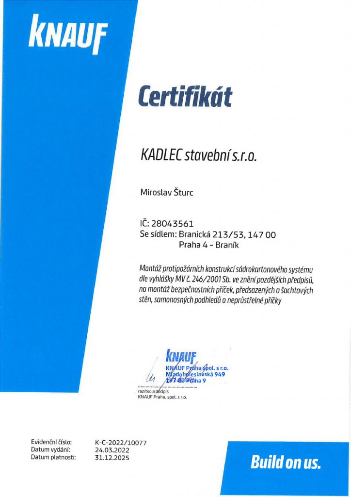 Certifikát Knauf